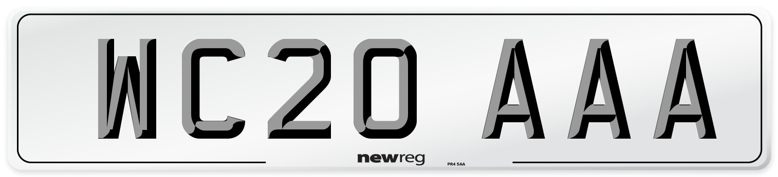 WC20 AAA Number Plate from New Reg